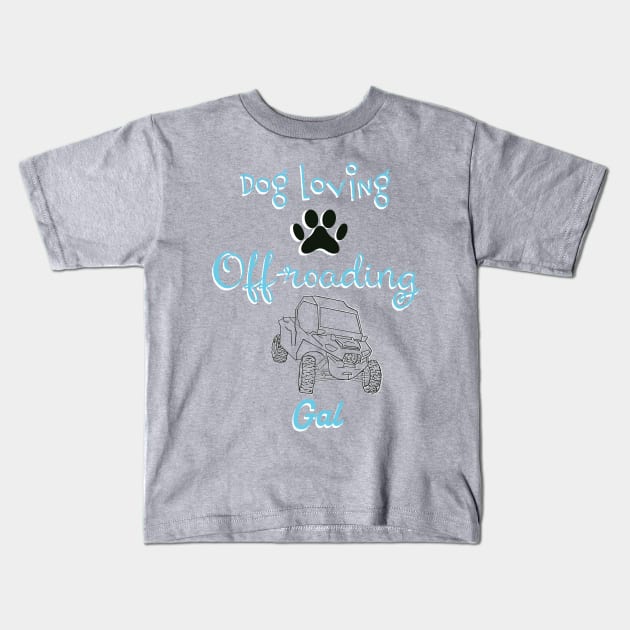 Dog loving, off-roading gal Kids T-Shirt by Theartiologist